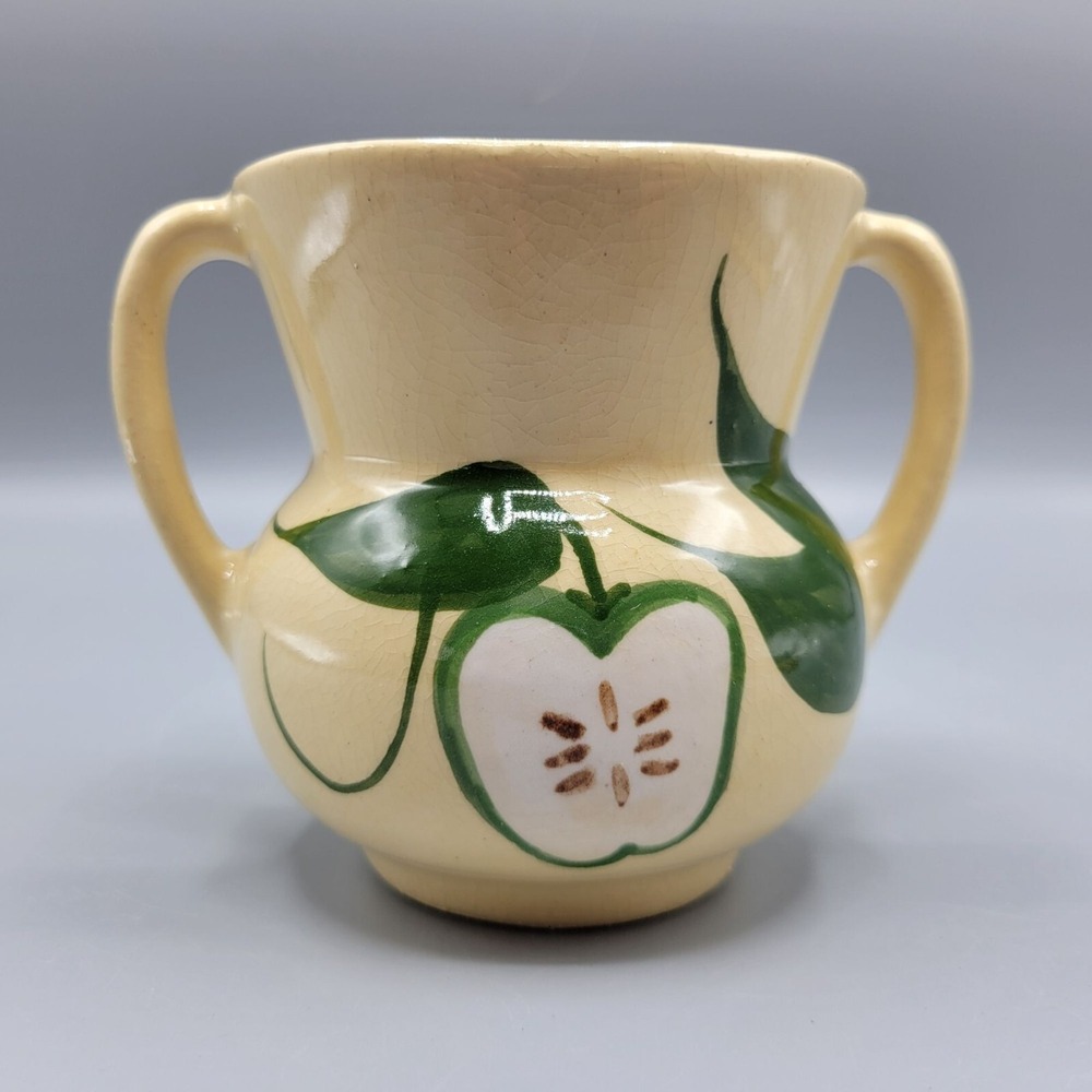 Vtg Alpine Pottery Green Apple Sugar Bowl Watt Fest III 1995 Crooksville Ohio